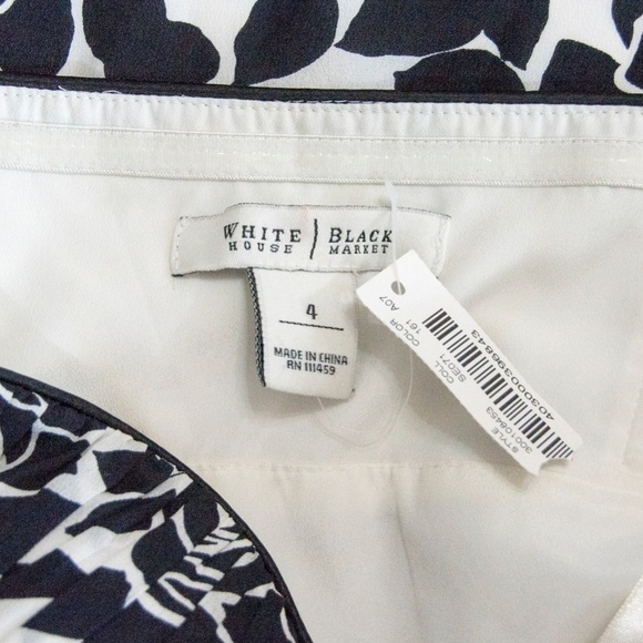 Black White Floral Silk Strapless Cocktail Dress 4 - Picture 2 of 4